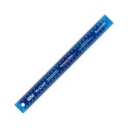 300mm Cork Backed Stainless Steel Ruler Blue